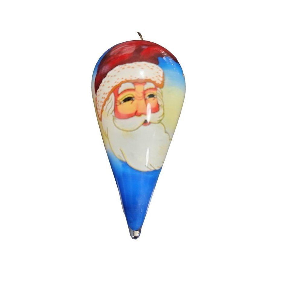JC Penney Santa Reverse Painted Teardrop Ornament